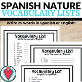 Spanish to English Worksheets Nature Vocabulary Lists Eart