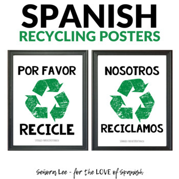 Preview of Earth Day Spanish Posters - Please Recycle - Bilingual Classroom Decor