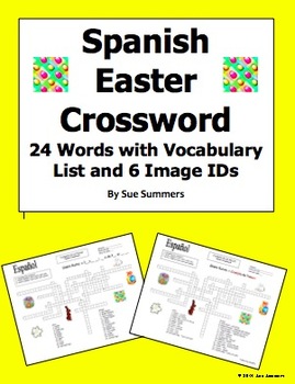 Preview of Spanish Easter Vocabulary Crossword Puzzle Worksheet and Vocabulary