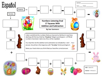 Preview of Spanish Easter Numbers and Math Listening Activity - Las Pascuas