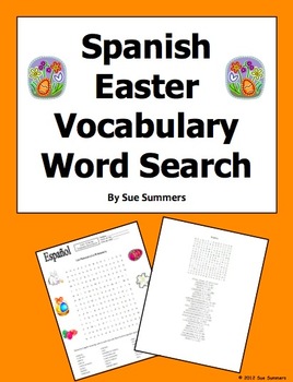 Preview of Spanish Easter / Pascua Vocabulary Word Search Puzzle and Vocabulary List