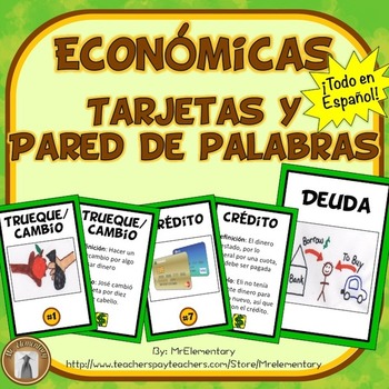 Preview of Spanish Economics Vocabulary Cards and Word Wall!