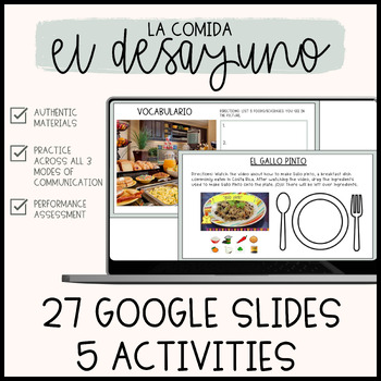 Preview of Spanish El Desayuno Google Slides Activities | La Comida