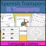 Spanish El Transporte vocabulary activities puzzles, vehic