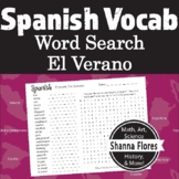 Spanish El Verano (Summer); Word Search; Translate; Vocab
