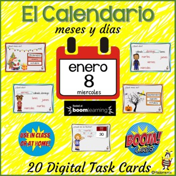 Preview of Spanish: El calendario - días y meses: BOOM cards: Digital Task Cards