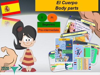 Preview of Spanish El cuerpo, the body full lesson for beginners