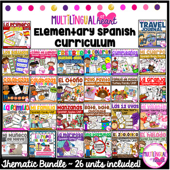 Preview of Spanish Elementary Curriculum BUNDLE ~ 24+ weeks of Elementary Spanish Lessons