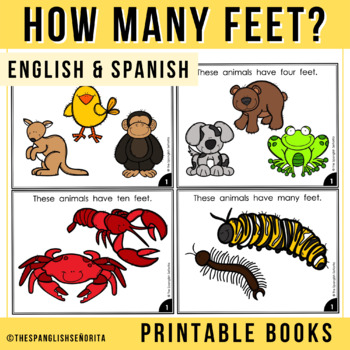 How Many Feet? - Animal Emergent Reader (English & Spanish) | TPT