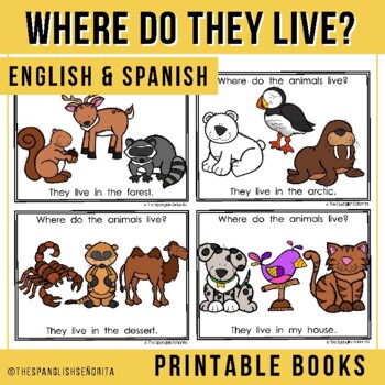 Preview of Where do they live? - Easy Reader Animal Habitats (Bilingual: English & Spanish)