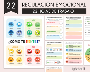 Preview of Spanish Emotional regulation worksheets, social emotional learning, zones