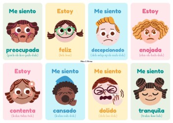 Preview of Spanish Emotions Flashcards & Pronunciation Guide