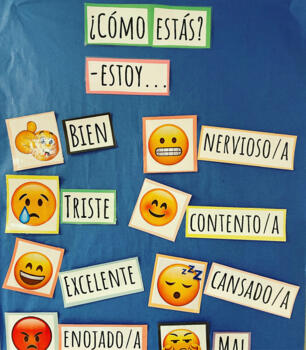 Spanish Emotions Poster with Emojis by Srta Dunkin | TPT