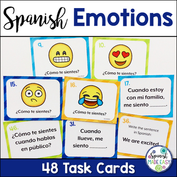 Spanish Emotions Task Cards by Spanish Made Easy | TpT