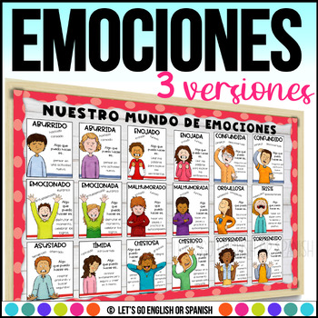 Preview of Spanish Emotions and Feelings Bulletin Posters Cards - Emociones y Sentimientos