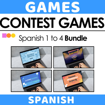 Preview of Spanish End of Year Activities - Contest Games - Last Week Bundle -2 sets / game