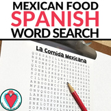 Spanish End of Year Activity - Mexican Food Vocabulary Word Search - Sub Plans