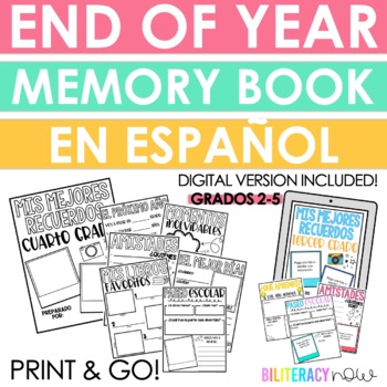 Preview of Spanish End of the Year Memory Book for Grades 2 - 5