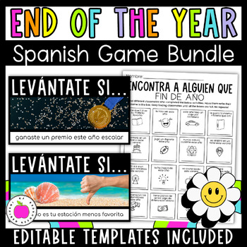 Preview of Spanish End of the Year Summer Activity and Game Bundle - Editable