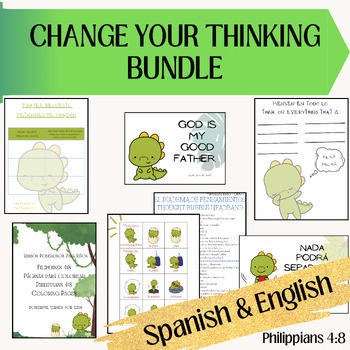 Preview of Spanish/English, Christian Growth Mindset Bundle, Change Your Thinking, Church