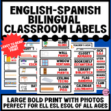 Spanish-English Classroom Environment Label Cards with Pic