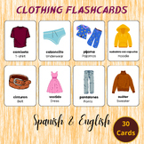 Spanish English Clothing Flashcards Bilingual Classroom