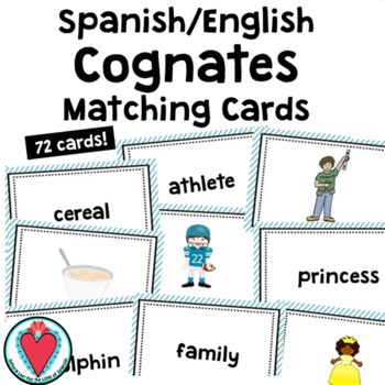 Preview of Spanish to English Cognates Vocabulary Cards for ESL ELL beginners