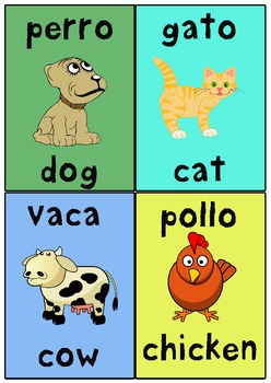 Preview of Animal Shapes Colors Spanish English Flash Cards