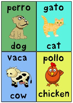 Animal Shapes Colors Spanish English Flash Cards by Esmeralda Garcia