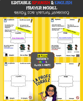 Preview of Spanish & English Frayer Model Ready for Virtual & FtoF Learning (Editable)