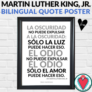 Preview of Black History Month Spanish Poster Quote by Martin Luther King, Jr. - FREE
