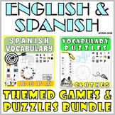 Spanish English Vocabulary Games Puzzles Flash Cards CLOTHES
