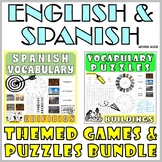 Spanish English Vocabulary Games Puzzles Flash Cards BUILDINGS