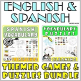 Spanish English Vocabulary Games Puzzles Flash Cards CLEANING