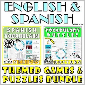 Preview of Spanish English Vocabulary Games Puzzles Flash Cards DOCTORS
