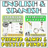 Spanish English Vocabulary Games Puzzles Flash Cards VEGETABLES