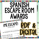 Spanish Escape Room Award Certificates Free