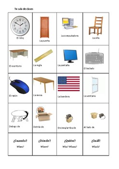 Preview of Spanish/ Español 2 : "Sala de clases"  Vocabulario con imagen/fotos