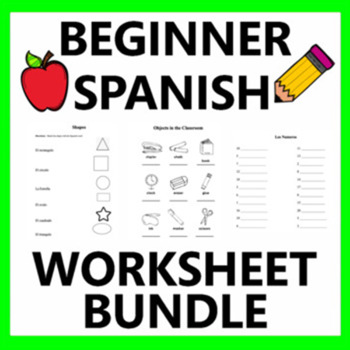 Preview of Spanish Espanol Basic Beginner Vocabulary Vocab Words Phrases Worksheets