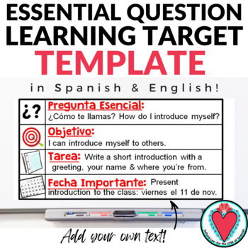 Preview of Essential Question Learning Target Template in Spanish and English