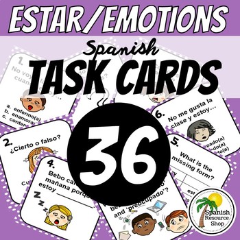 Preview of Spanish Estar and Emotions Task Cards