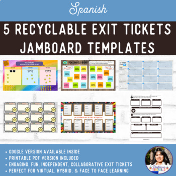 Preview of Spanish Exit Tickets Worksheet & Jamboard templates