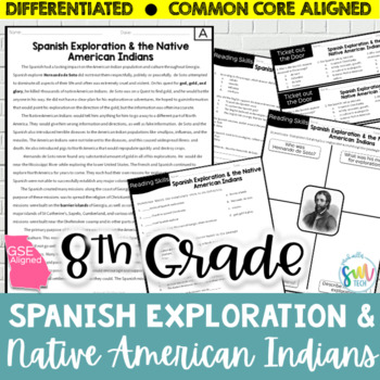 Preview of Spanish Exploration DIFFERENTIATED Reading (SS8H1, SS8H1c) *8th Grade* CCSS