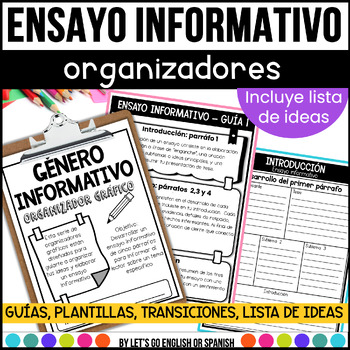 Preview of Spanish Informative Writing Essay Research Graphic Organizer 4th-5th Grade