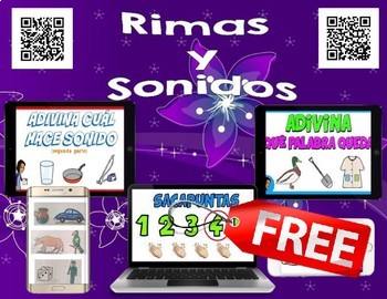 Preview of Spanish FREE QR Codes - Rimas y Sonidos, Videos - iPad Listening Station