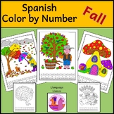 Spanish Fall Autumn Otono Color by Number Activity Colorea