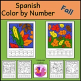 Spanish Fall Otoño Color by Number to 20 Colorea por Número