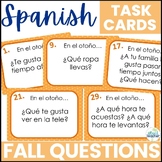 Spanish Task Cards Fall Questions Speaking or Writing Activity