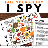 Spanish Fall Autumn Vocabulary Words I Spy Activity w Pict