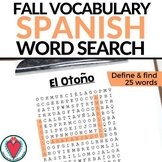 Fall Vocabulary in Spanish Word Search - El Otoño